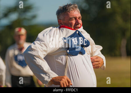 Baseball Reenactors neu ein altmodischer, Kreuzung des 20. Jahrhunderts Baseball Spiel Fort Vancouver, Washington Stockfoto