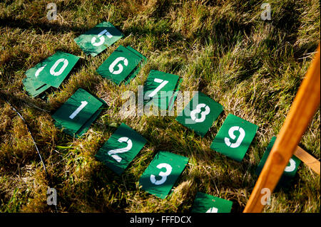 Baseball Reenactors neu ein altmodischer, Kreuzung des 20. Jahrhunderts Baseball Spiel Fort Vancouver, Washington Stockfoto