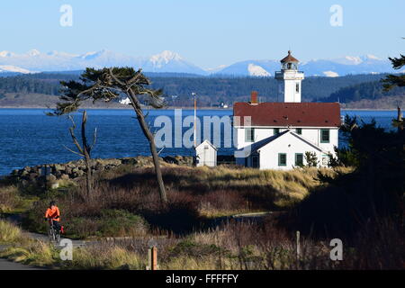 Punkt-Wilson Leuchtturm im Fort Worden State Park Stockfoto