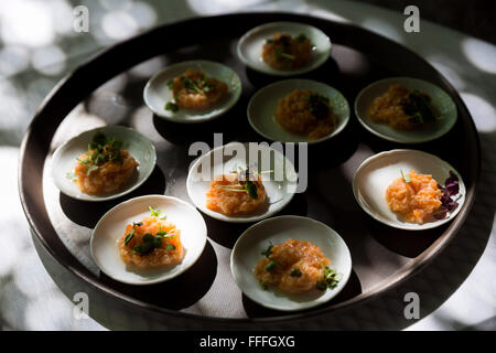 Lachse Eiern Fisch essen Vorspeisen Stockfoto