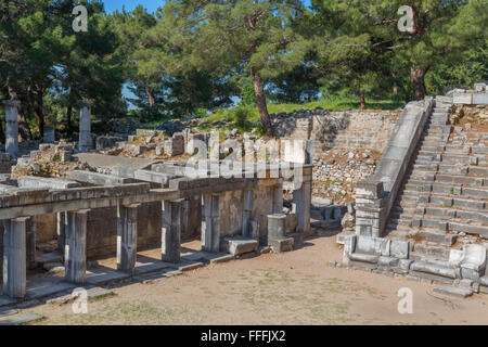 Theater, Ruinen des antiken Priene, Provinz Aydin, Türkei Stockfoto