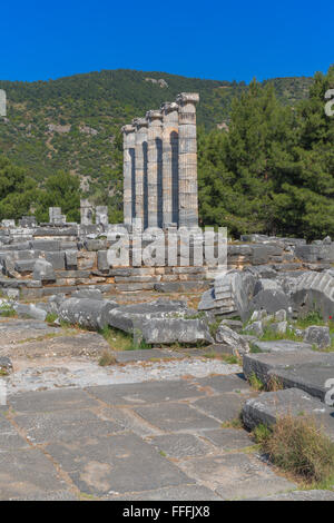 Tempel der Athene, Ruinen des antiken Priene, Provinz Aydin, Türkei Stockfoto