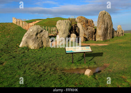 Sarsen Steinen am Eingang West Kennet neolithischen Dolmen, Wiltshire, England, UK Stockfoto