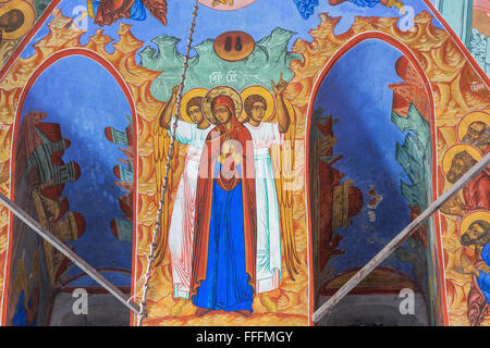 Wandmalerei in der Kirche, Kloster der Geburt der Heiligen Jungfrau, Rostow, Jaroslawl, Russland Stockfoto