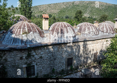 Ramains des türkischen Bades in Pocitelj befestigtes Dorf, Bosnien und Herzegowina Stockfoto