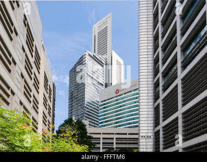 High-Rise Bürohaus rund um die CBD Downtown Core, Raffles Place, Singapur Stockfoto
