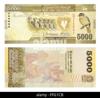 Banknoten 5000 Sri Lanka Rupien Stockfoto