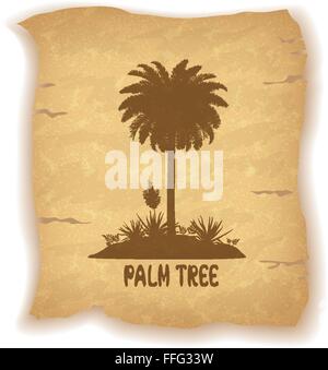 Palmen-Silhouetten auf altes Papier Stock Vektor