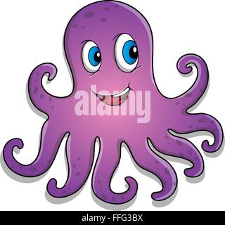 Cute lächelnd Vektor-Oktopus-Cartoon-Stil Stock Vektor