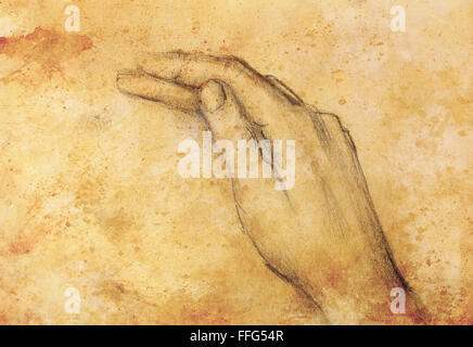 Zeichnen von Hand, Bleistift Skizze auf Papier, Sepia und Vintage-Effekt Stockfoto