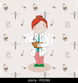 Abbildung des Arztes in einem weißen Kittel Stock Vektor