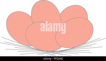 Vektor - farbige Ostereier in einem Nest, flach Stock Vektor