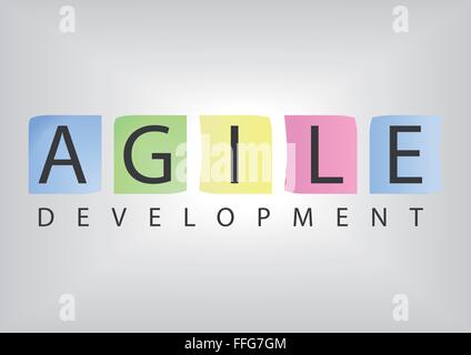 Text mit post-it Notes für agile Entwicklungssoftware Stock Vektor