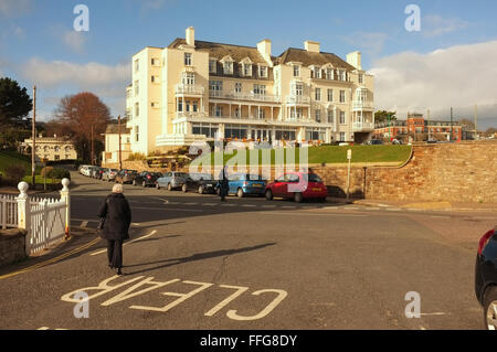 Sidmouth, Devon. Das Belmont Hotel am Meer Sidmouth. Stockfoto