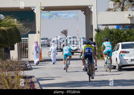 Tour of Qatar 2014. Radrennen in der Wüste. Nahen Ostens Radrennen. Stockfoto