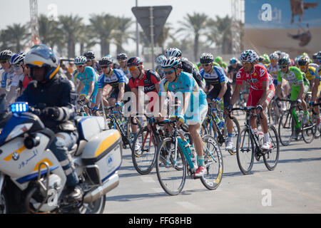 Tour of Qatar 2014. Radrennen in der Wüste. Nahen Ostens Radrennen. Stockfoto