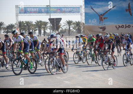 Tour of Qatar 2014. Radrennen in der Wüste. Nahen Ostens Radrennen. Stockfoto