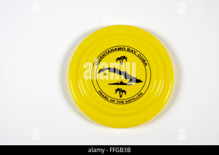 GTMO Souvenirs Guantanamo Bucht Kuba gelbe frisbee Stockfoto