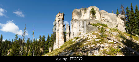 Des Teufels Stuhl, einer erodierten Felsformation auf dem Lolo Trail im Clearwater National Forest, Idaho, Vereinigte Staaten. Stockfoto