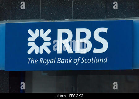 Royal Bank of Scotland RBS Zeichen Logo Marke. Stockfoto