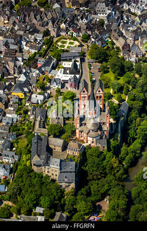 Luftaufnahme, Limburger Schloss, mit Blick auf die alte Stadt Limburg auf der Dom zu Limburg, Altstadt, Limburg ein der Lahn, Stockfoto
