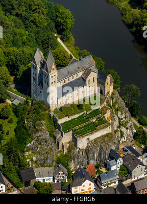 Luftaufnahme, St. Lubentius in Dietkirchen über die Lahn, Limburg ein der Lahn, Kreisstadt des Landkreis Limburg-Weilburg Stockfoto