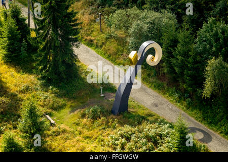 Luftbild, Kunstwerke der Gauner Schmallenberg-Schanze, Waldskulpturenweg Hill, Schmallenberg, Sauerland, Nordrhein-Westfalen, Stockfoto