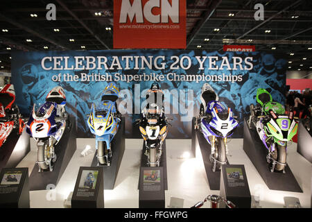 ExCeL, London, UK. 13. Februar 2016. MCN London Motorcycle Show Credit: Jason Richardson/Alamy Live-Nachrichten MCN Motorcycle Show in London 2016? bei ExCeL London am 13. Februar 2016 in London England. Stockfoto