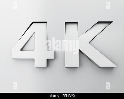 3D Renderer Bild. 4K Text graviert und von der Oberfläche extrudiert. Technologie-Konzept Stockfoto