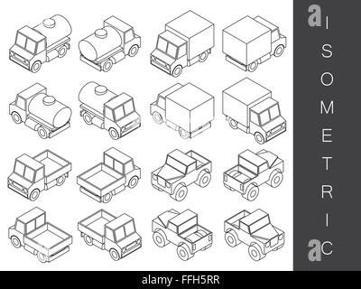 Isometrische Transport-Icon-Set. Stock Vektor