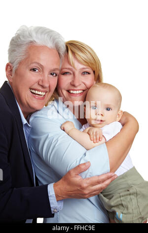 Familie Baby Portrait mit glückliche Mutter und Großmutter Stockfoto