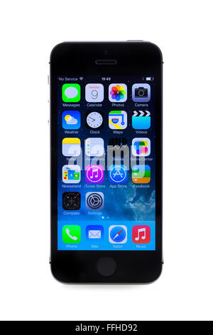 Neue Apple iPhone 5 s über einen weißen Hintergrund. Stockfoto