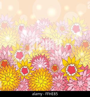 Blumenkarte mit Hand gezeichneten Blüten. Stock Vektor