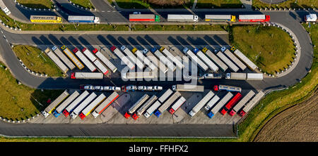 Luftbild, Rasthaus, Autobahn A4, Aachener Land Süd, Aachener Land Nord, Fahrzeiten, LKW-Parkplätze, LKW, Logistik Stockfoto