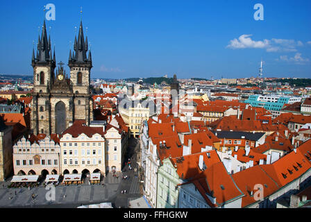 Prag touristische Blick auf die Stadt mit Hauptgebäude und square Stockfoto