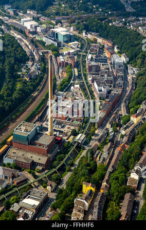 Luftbild, Pflanze, Bayer Wuppertal, Chemiepark, Wuppertaler Schwebebahn, Stahlgerüst, das Tal der Wupper, Wuppertal, Stockfoto