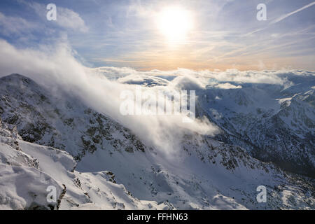 Panorama vom Berg Kasprowy Wierch in Hohe Tatra, Polen Stockfoto