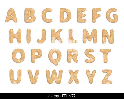 Kuchen-Buchstaben isoliert auf weißem Hintergrund Stockfoto