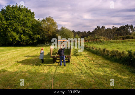 Jakobsweg, Jacobean Route. Einige Landwirte begrüßen die Pilger ihre Ländereien auf der Durchreise. St. James, St. James Weg Stockfoto