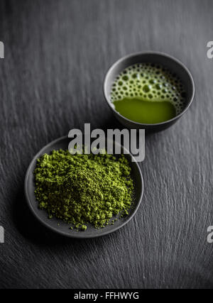 Fein pulverisierten Matcha Grüntee Stockfoto