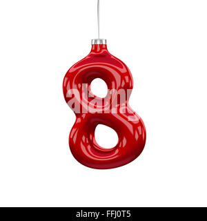 Weihnachtsbaum-Schriftart: 8 isoliert auf weiss Stockfoto