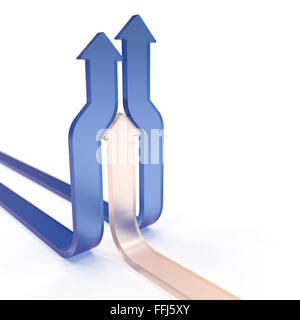 Transparente Pfeile Konzept auf weißem Hintergrund mit DoF Effekt Stockfoto