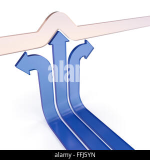 Transparente Pfeile Konzept auf weißem Hintergrund mit DoF Effekt Stockfoto