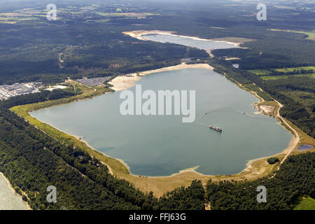 Luftbild, Sandstrand, See, Küste, Küste, Badende, Silbersee II Haltern Dülmen, Haltern am See, Ruhr, Stockfoto