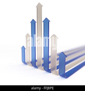 Transparente Pfeile Konzept auf weißem Hintergrund mit DoF Effekt Stockfoto