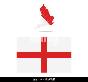 England-Karte mit Regionen Stockfoto