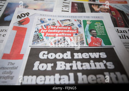 I Zeitung, eine Kurzfassung der Schwestergesellschaft Broadsheet, The Independent.The ich Zeitung ist eine Gewinnerzielung. Stockfoto