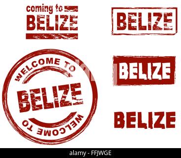Stilisierte Tinte Marken zeigen die Stadt von Belize Stock Vektor