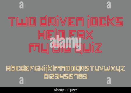 Reihe von stilvollen, isolierten Alphabet Buchstaben und zahlen. Vektor, Umriss Font Schriftgestaltung. kreative Logotext Schrift und poster Stock Vektor