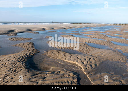 Strand, Ebbe, Domburg, Nordsee-Küste, Provinz Seeland, Niederlande | Strand, niedrigen Ebbe, Domburg, Nordseeküste, Zeeland, Niederl Stockfoto